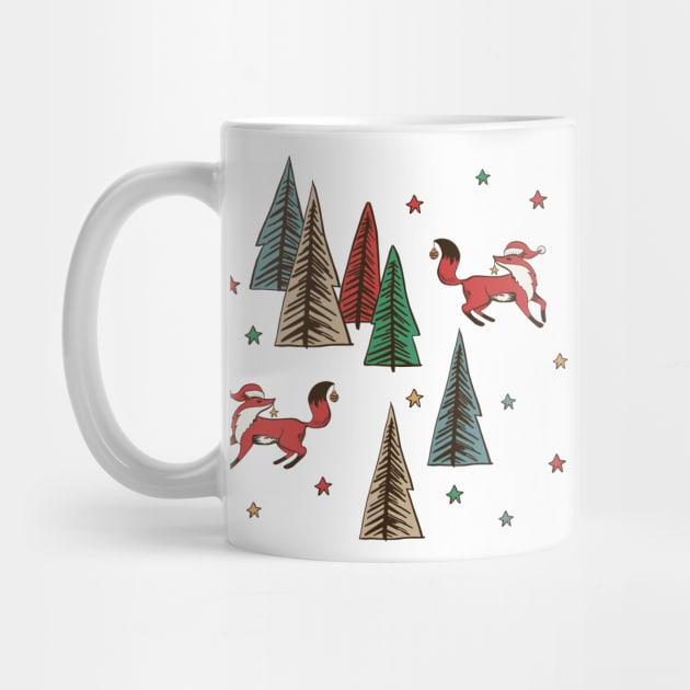 Cute Christmas Foxes by SWON Design